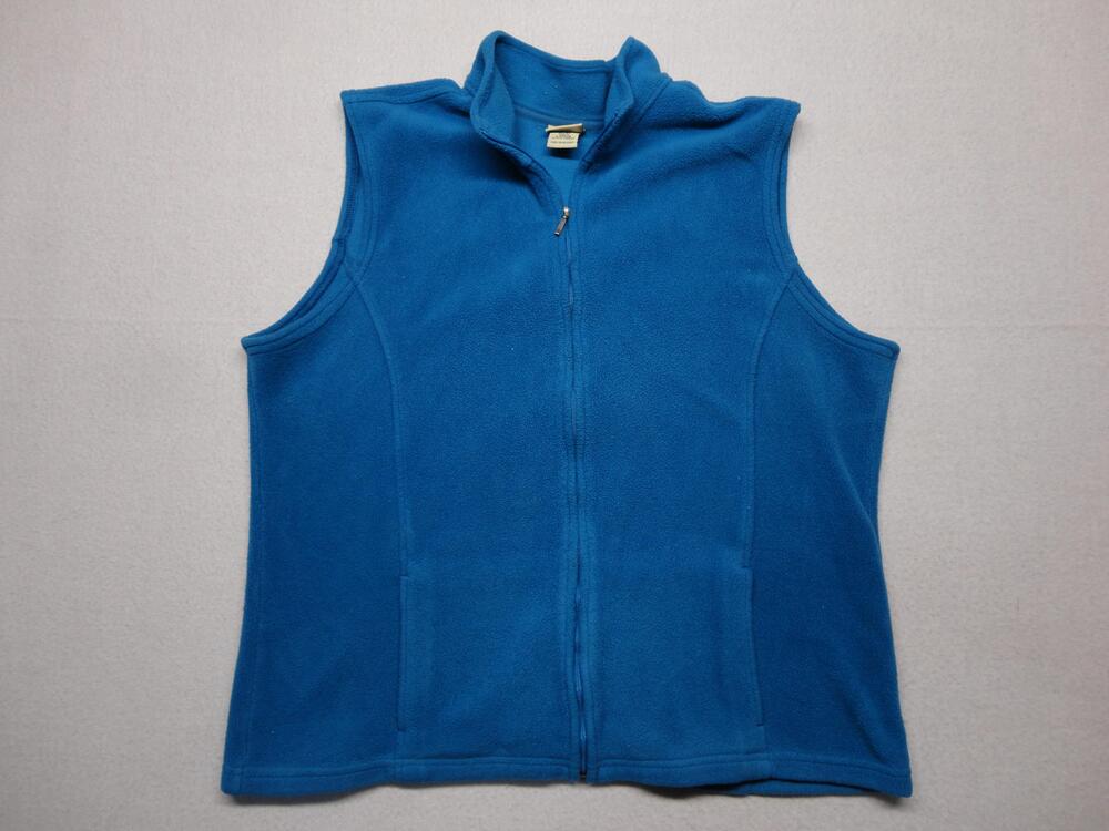 LL Bean Vest Womens XL Blue Fleece Full Zip Lightweight Outdoor Layering